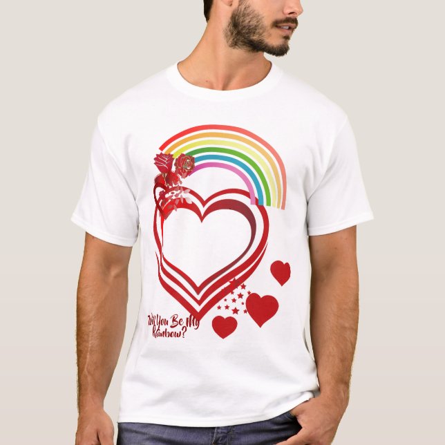 T-shirt Serez-Vous Mon Arc-En-Ciel Valentine Sweeping Hear (Devant)
