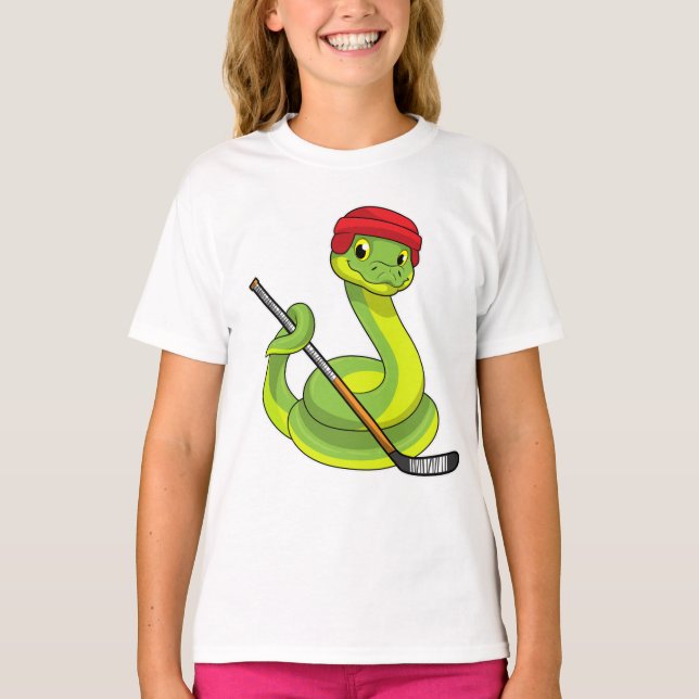 T-shirt Serpent au hockey sur glace avec bâton de hockey s (Devant)