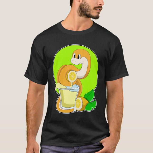 T-shirt Serpent avec verre de jus de citron (Devant)
