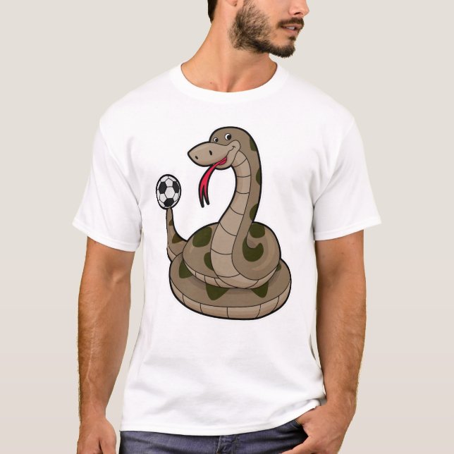 T-shirt Serpent comme joueur de football avec balle de foo (Devant)