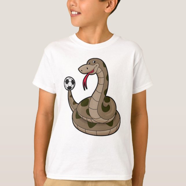 T-shirt Serpent comme joueur de football avec balle de foo (Devant)