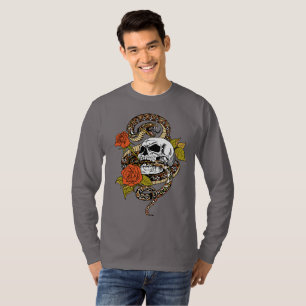 T-shirt serpent, crâne et roses