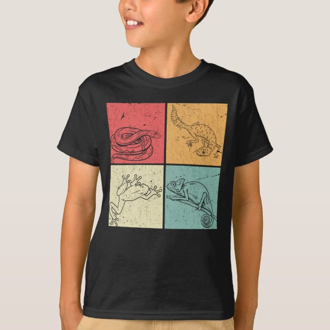 T-shirt Serpent de reptiles rétro Gecko Grenouille Chamele (Devant)