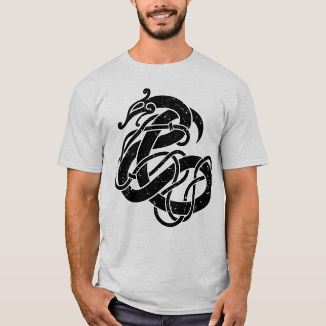 T-shirt Serpent de style de Viking Urnes (Devant)
