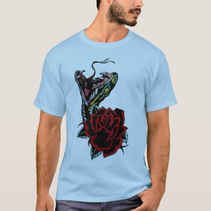 T-shirt serpent fleur rose cobra tattoo fantaisie 