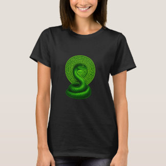 T-shirt Serpent Mandala Vert Mystique pour Femmes en Noir