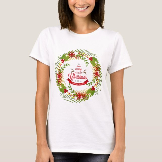T-shirt Serre de Noël avec Mistletoe (Devant)