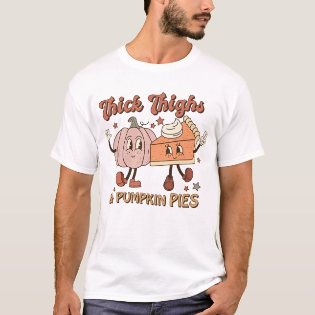 T-shirt Serres et Citrouilles tartes amusant Retro Thanksg (Devant)