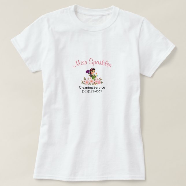 T-shirt Service de nettoyage des maisons domestiques Flora (Design devant)