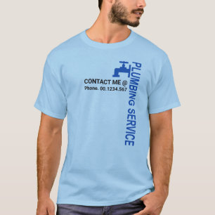 T-shirt Service de plomberie Motif Vertical Blue Faucet