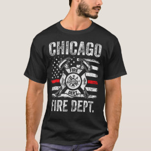 T-shirt Service d'incendie de Chicago Illinois Mince Red L