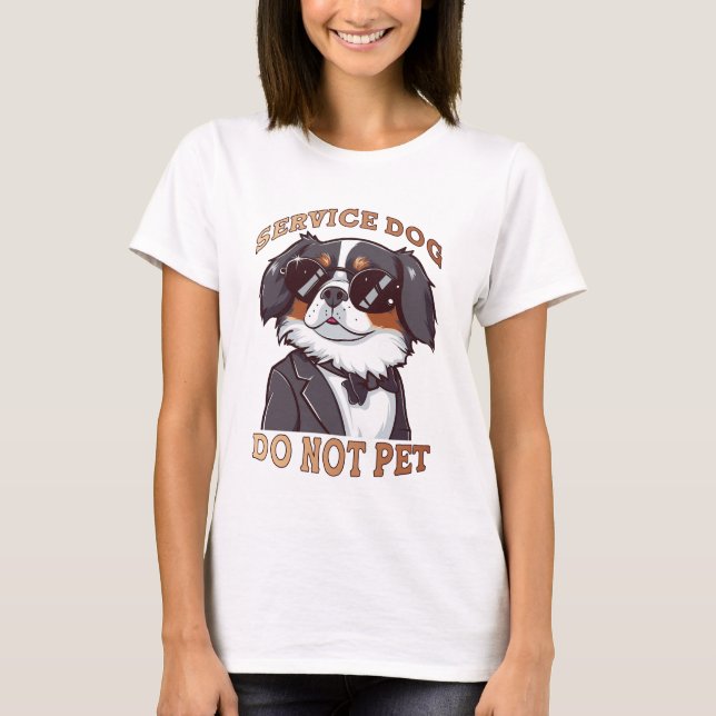T-shirt Service Dog Ne Pet Pas Amusant (Devant)