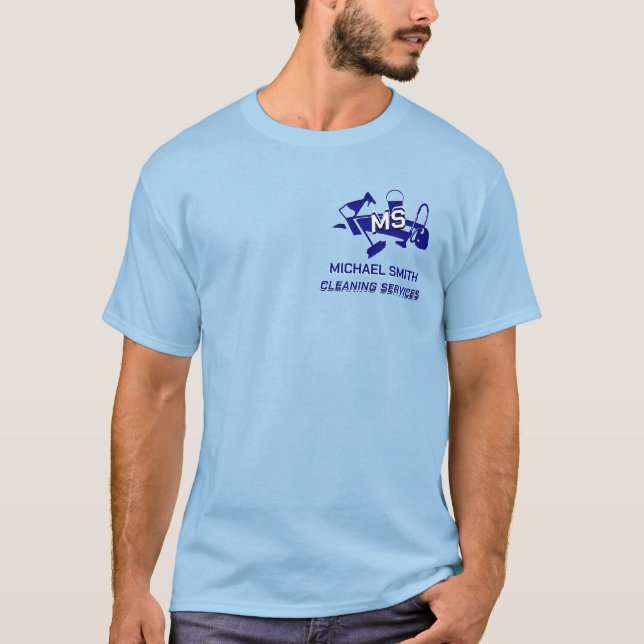 T-shirt Services de nettoyage Logo personnalisé moderne Bl (Devant)
