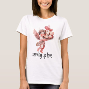 T-shirt Servir l'amour Saint-Valentin Vintage Chérubin Cœu