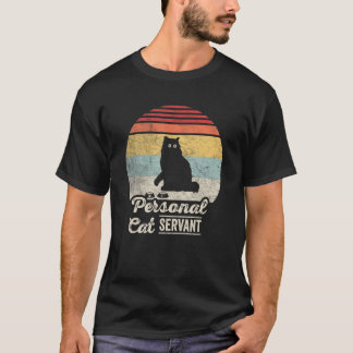 T-shirt Serviteur de chat personnel Vintage Black Ca Retro
