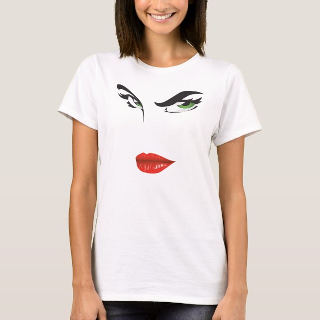 T-shirt Ses yeux verts et réservoir rouge T de courroie de (Devant)