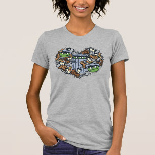 T-shirt Sésame Sésame Oscar the Grouch Doodle Heart