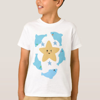 T-shirt Set of Blue sea Sharks with a Yellow Star