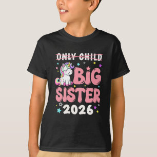 T-shirt Seule Enfant Barrée Grande Sœur 2026 Licorne Fille