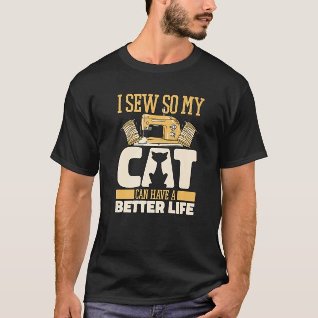 T-shirt Sewing Cat Sewer Machine  Seamstress Handcraft Sew (Devant)