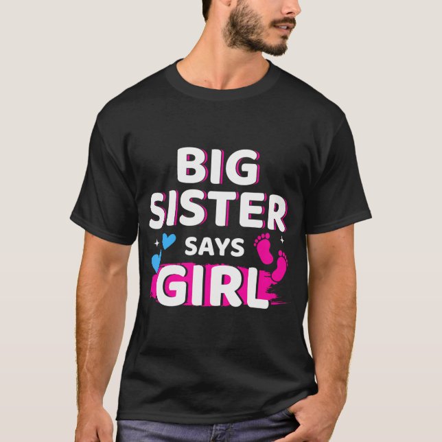 T-shirt Sexe Reveal Soeur Dit Fille Matching Baby Party (Devant)