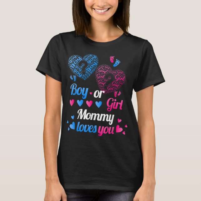 T-shirt Sexe Révéler Garçon Ou Fille Maman, Maman Vous Aim (Devant)