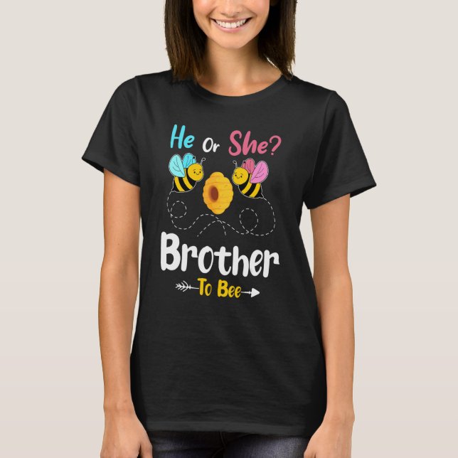 T-shirt Sexe Révéler Lui Ou Elle Frère À Être Bébé Announ (Devant)