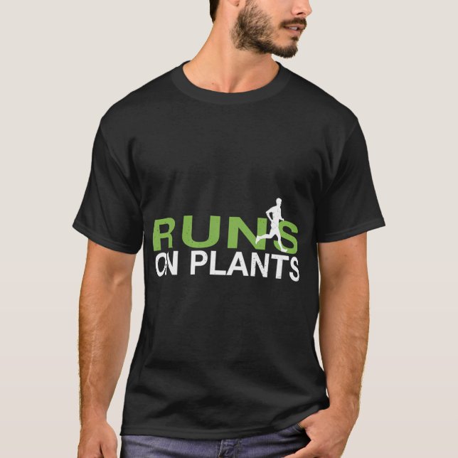 T-shirt S'Exécute Sur Un Végan Plante Basé Sur Plante (Devant)
