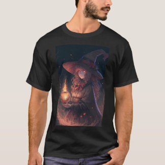 T-shirt Sexy Anime Witch Holding Cute Lantern