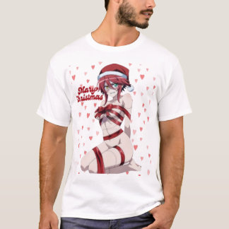 T-shirt Sexy Santa Marry Cristmas Wrapped Anime Girl