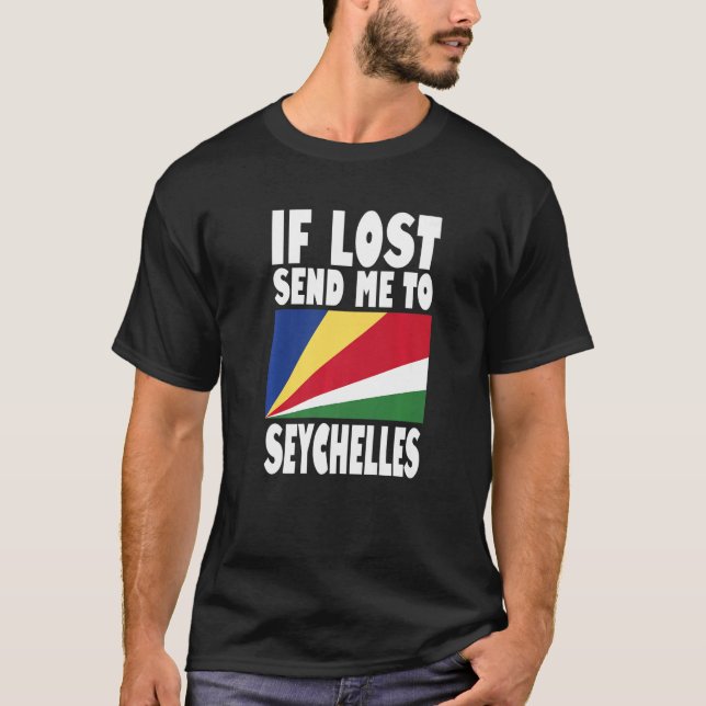 T-shirt Seychelles Drapeau design Si perdu envoyez-moi à S (Devant)