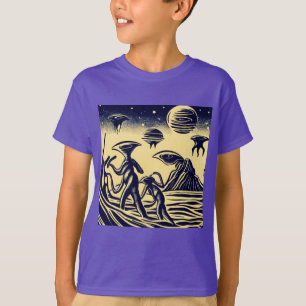 T-shirt SF - Aliens Sur Une Planète Étrange Bois 1