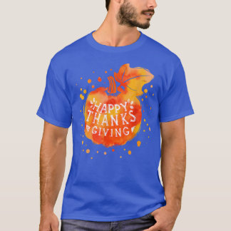T-shirt Shades of Autumn Orange Pumkin Happy Thanksgiving