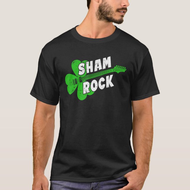 T-shirt Sham Rock Shamrock Guitare Jour de la Saint Patric (Devant)