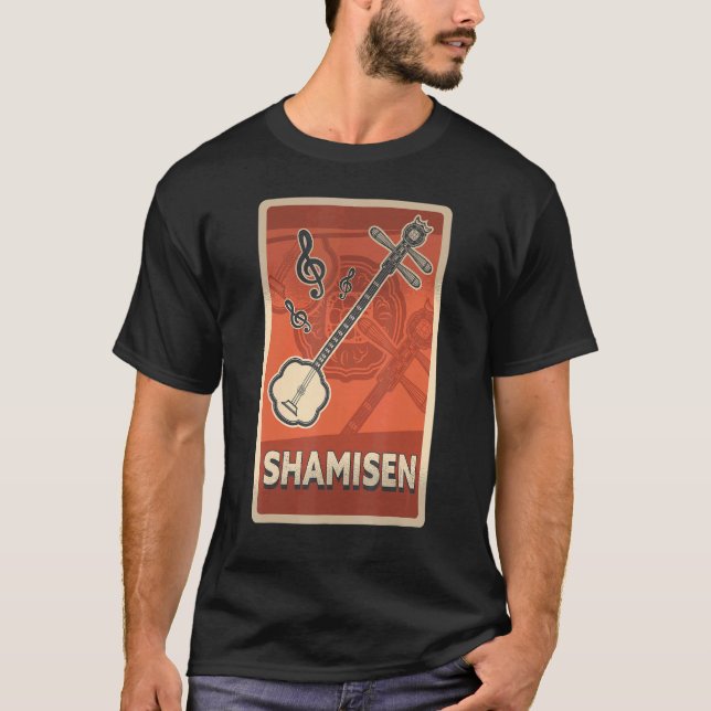 T-shirt Shamisen Instrument Rétro Asiatique Pour Musiciens (Devant)