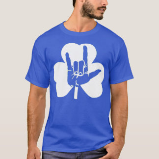 T-shirt Shamrock ASL I Love You Sign Language Clover 1