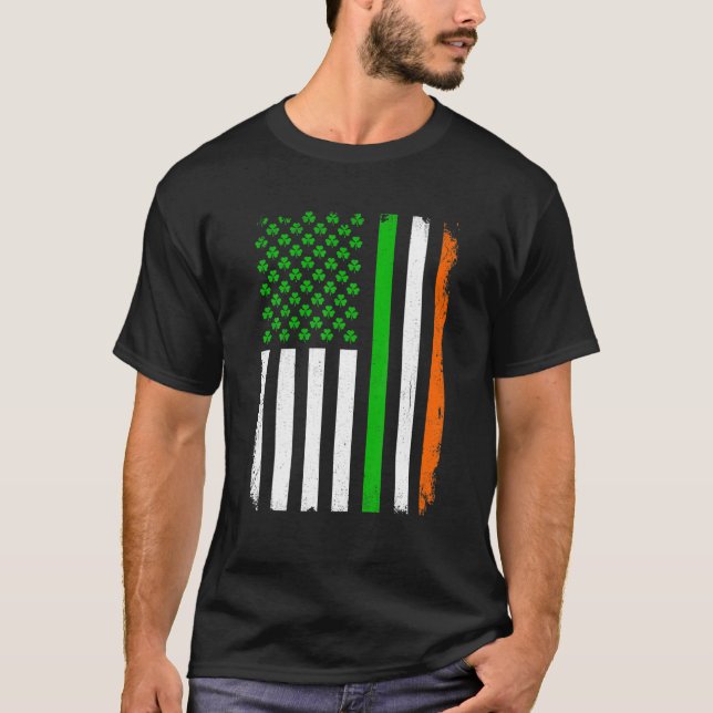 T-shirt Shamrock du drapeau irlandais américain de la Sain (Devant)