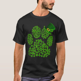 T-shirt Shamrock Empreinte de patte Funny mignon chien Amo