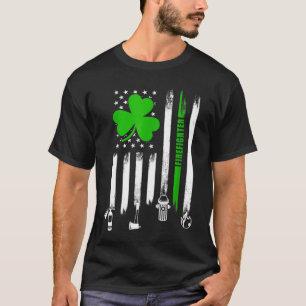 T-shirt Shamrock Irlandais Drapeau Firefighter St-Patric