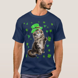 T-shirt Shamrock Leprechaun Chat Jour de la Saint Patrick 