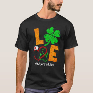 T-shirt Shamrock LOVE Nurse CNA RN OU Happy St Patrick's D