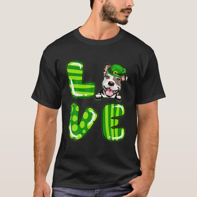 T-shirt Shamrock Pitbull Lucky Clover Irish St patrick Da (Devant)