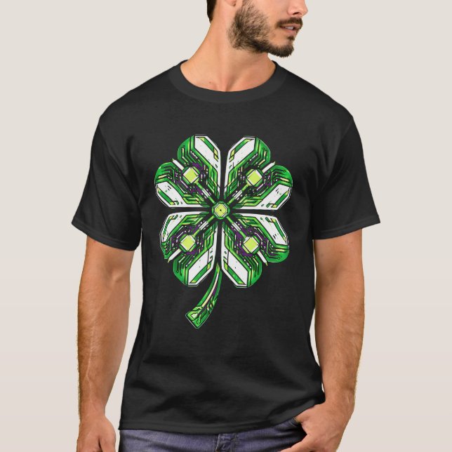 T-shirt Shamrock St Patrick's Day PC Gamer Boys Tech (Devant)