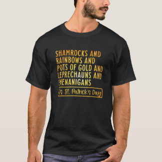 T-shirt Shamrocks Et Arcs-En-Ciel Et Pot D'Or Irlandais St