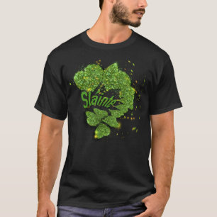 T-shirt Shamrocks verts Coeurs étincelants Shainte