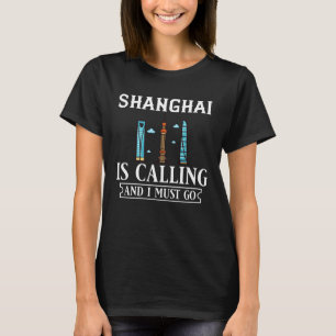 T-shirt Shanghai Chine City Skyline Plan Voyage