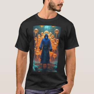 T-shirt Shaolin de moine taoïste tesseract fractale sous l