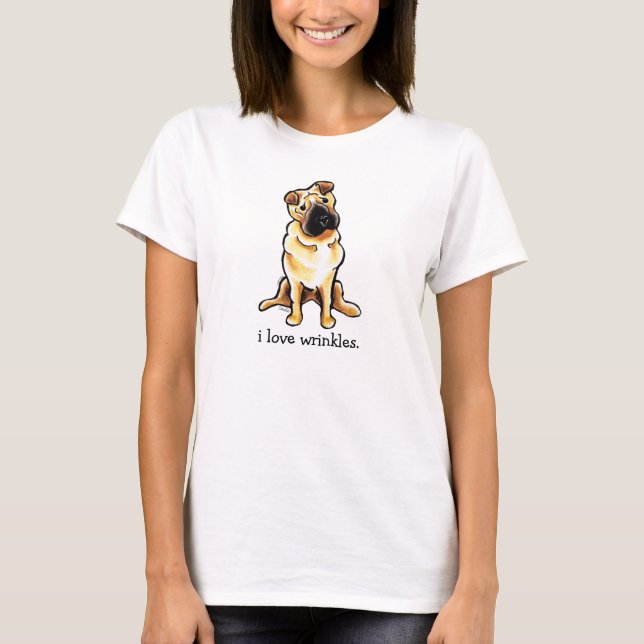 T-shirt Shar Pei Chinois Hors-Leash Art™ Love Wrinkles (Devant)