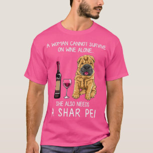 T-shirt Shar Pei et vin Drôle chien