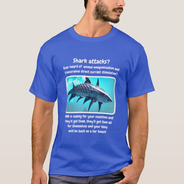 T-shirt Shark Attacks (noir) (Devant)